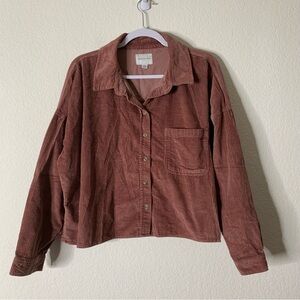 American Eagle corduroy button down cropped Top L